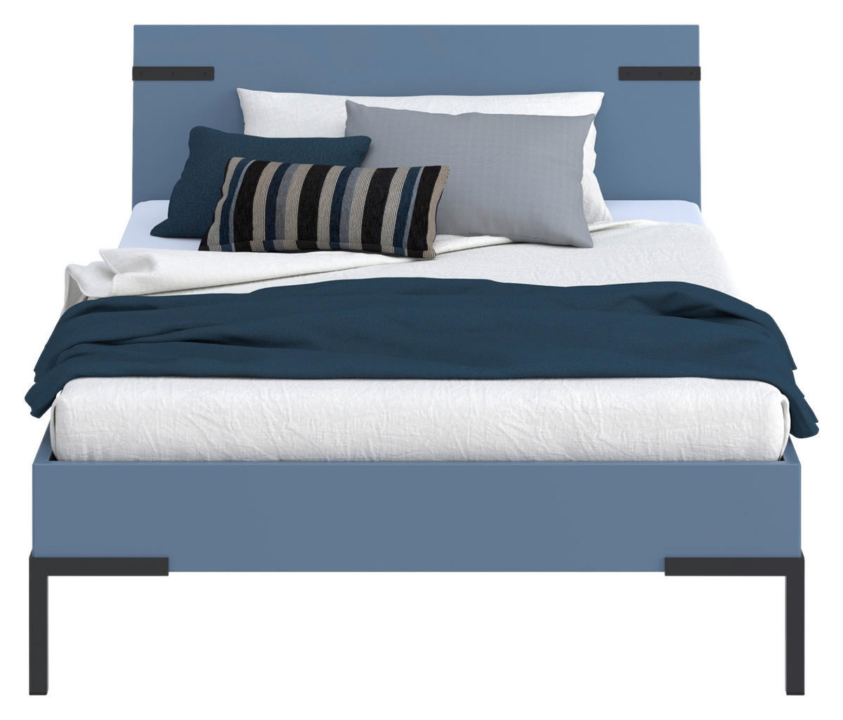 BETT 120/200 cm,  in Blau,  - Blau/Schwarz, Design, Metall (120/200cm) - Xora