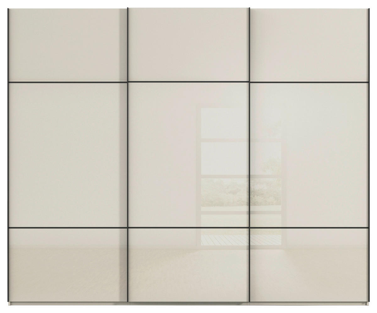 SCHWEBETÜRENSCHRANK 301/223/68 cm 3-türig Champagner  - Champagner/Schwarz, KONVENTIONELL, Glas/Holzwerkstoff (301/223/68cm) - Novel