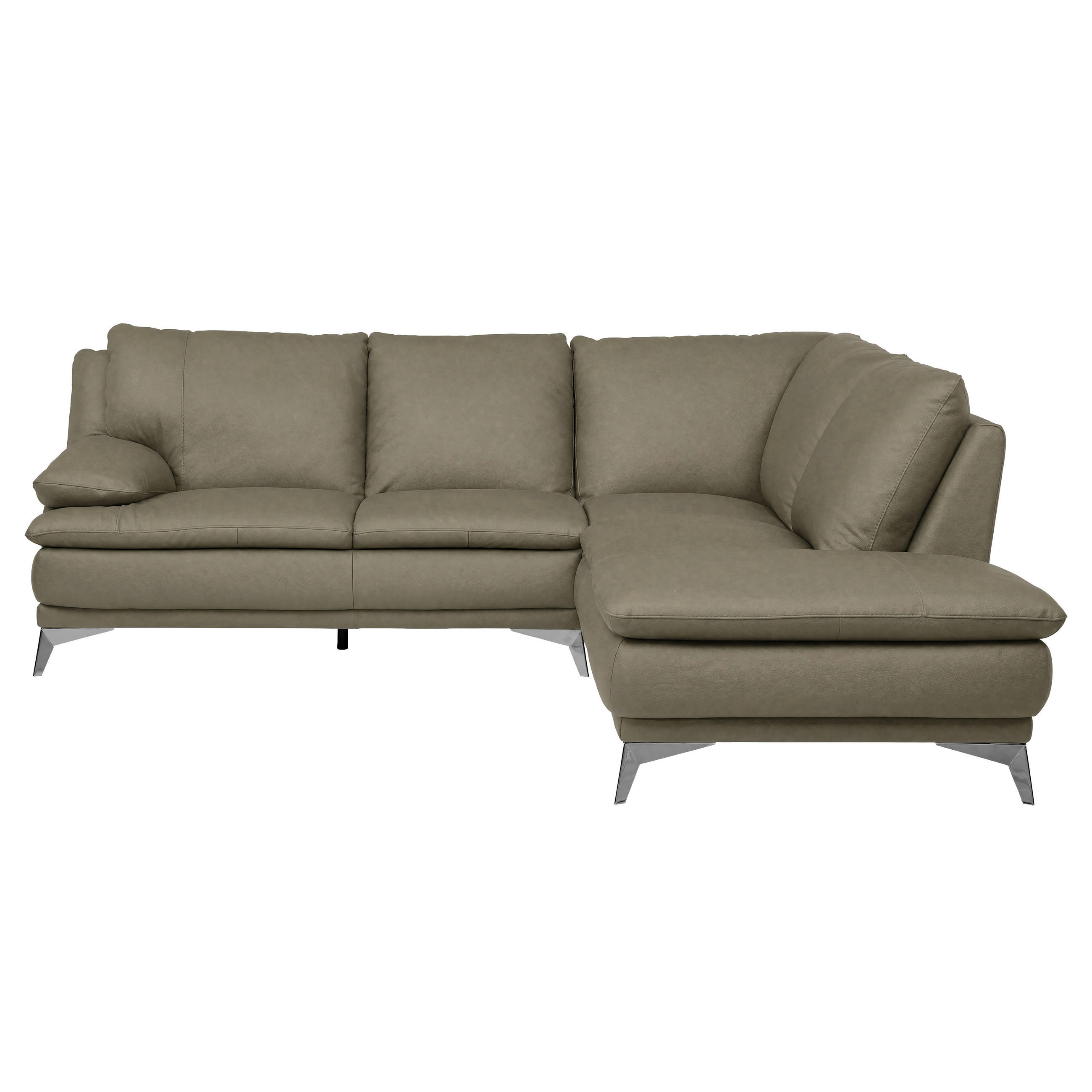 ECKSOFA  in Echtleder Beige  242/224 cm  - Chromfarben/Beige, Design, Leder/Metall (242/224cm) - Novel