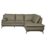 ECKSOFA  in Echtleder Beige  242/224 cm  - Chromfarben/Beige, Design, Leder/Metall (242/224cm) - Novel