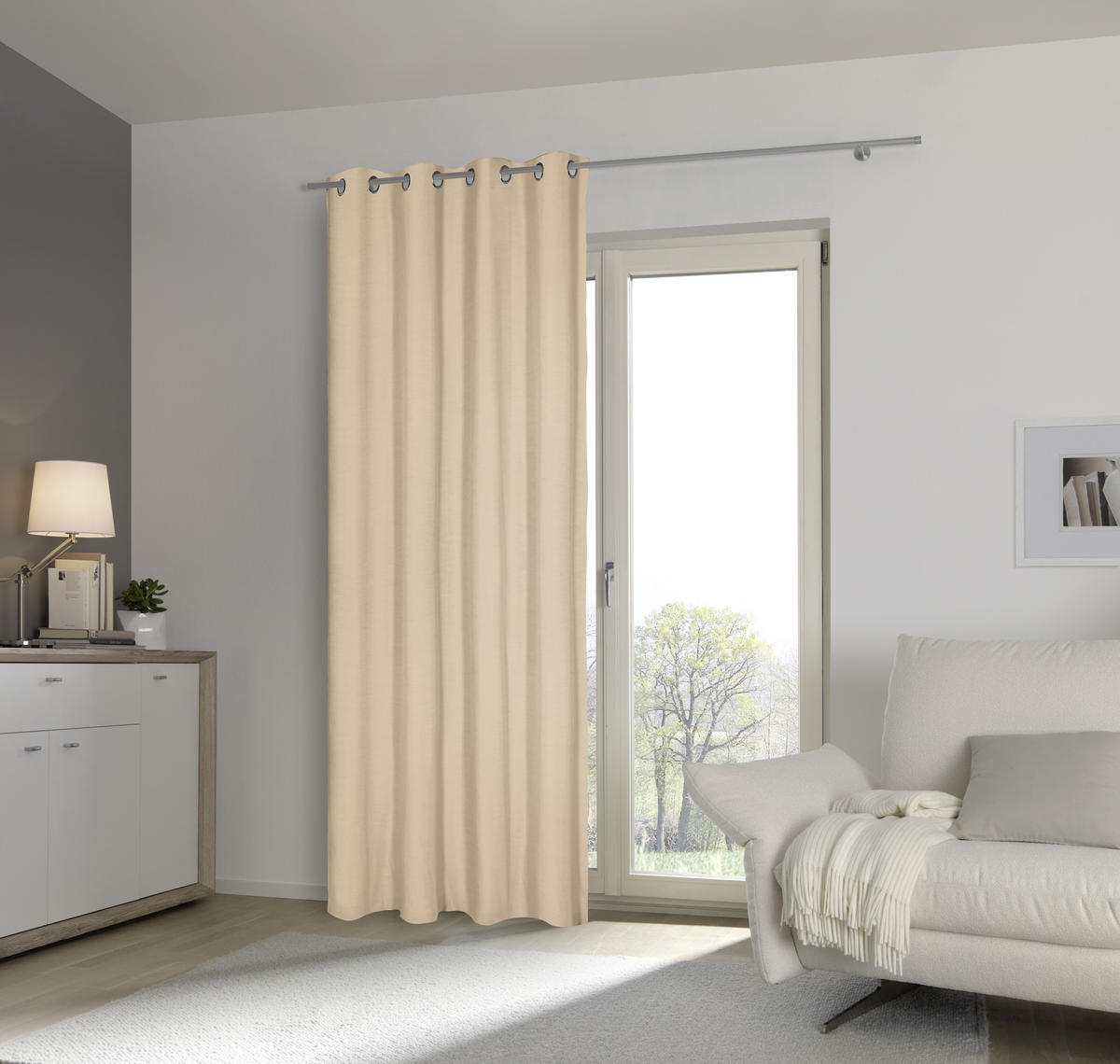 ZAVESA SA KARIKAMA boja peska - boja peska, Konvencionalno, tekstil (140/250cm) - Esposa