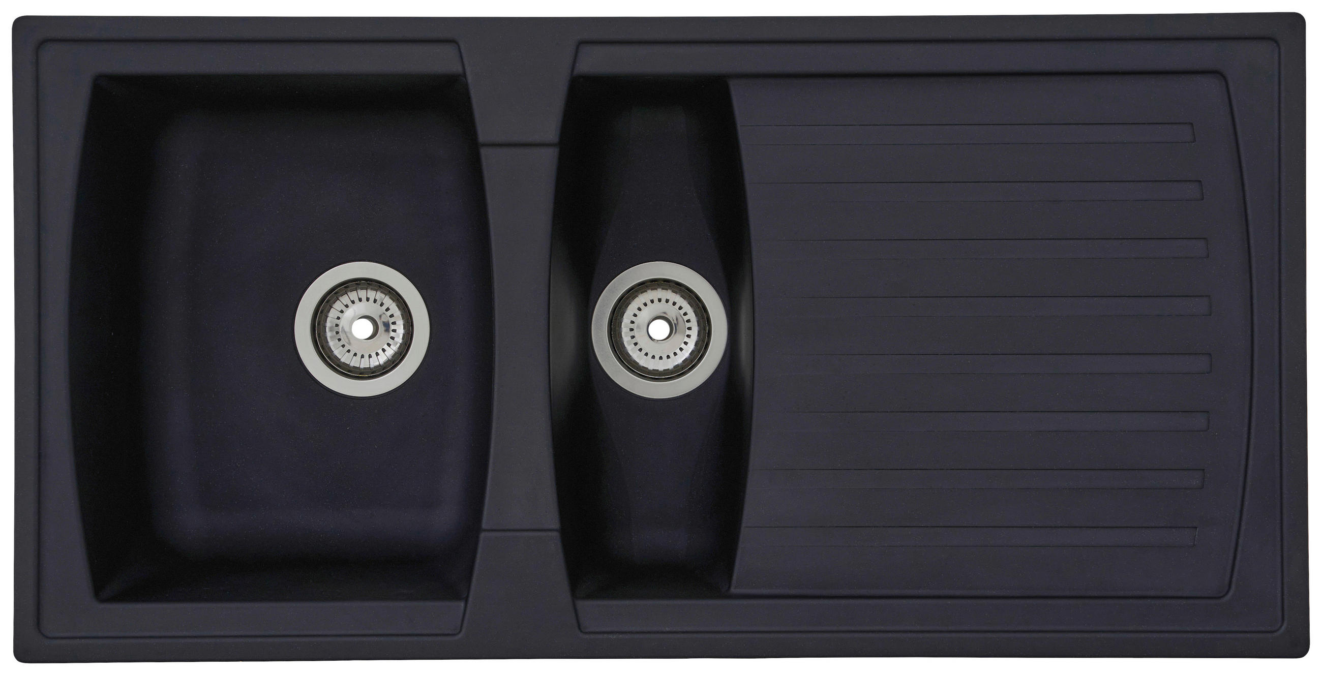 SPÜLE 1712BOSTON100X50S  - Schwarz, Trend, Glas/Kunststoff (100/20/50cm) - Respekta