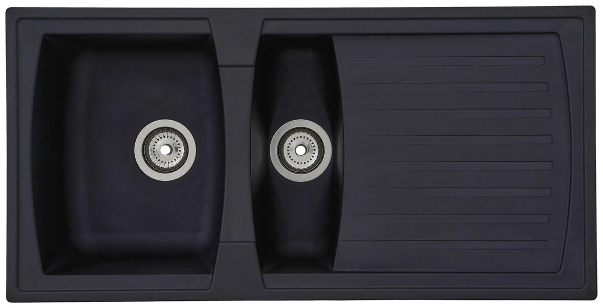 SPÜLE 1712BOSTON100X50S  - Schwarz, Trend, Glas/Kunststoff (100/20/50cm) - Respekta