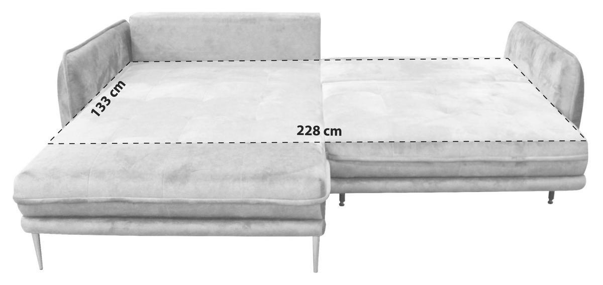 ECKSOFA  in Velours Anthrazit  196/264 cm  - Anthrazit/Goldfarben, Design, Textil/Metall (196/264cm) - MID.YOU
