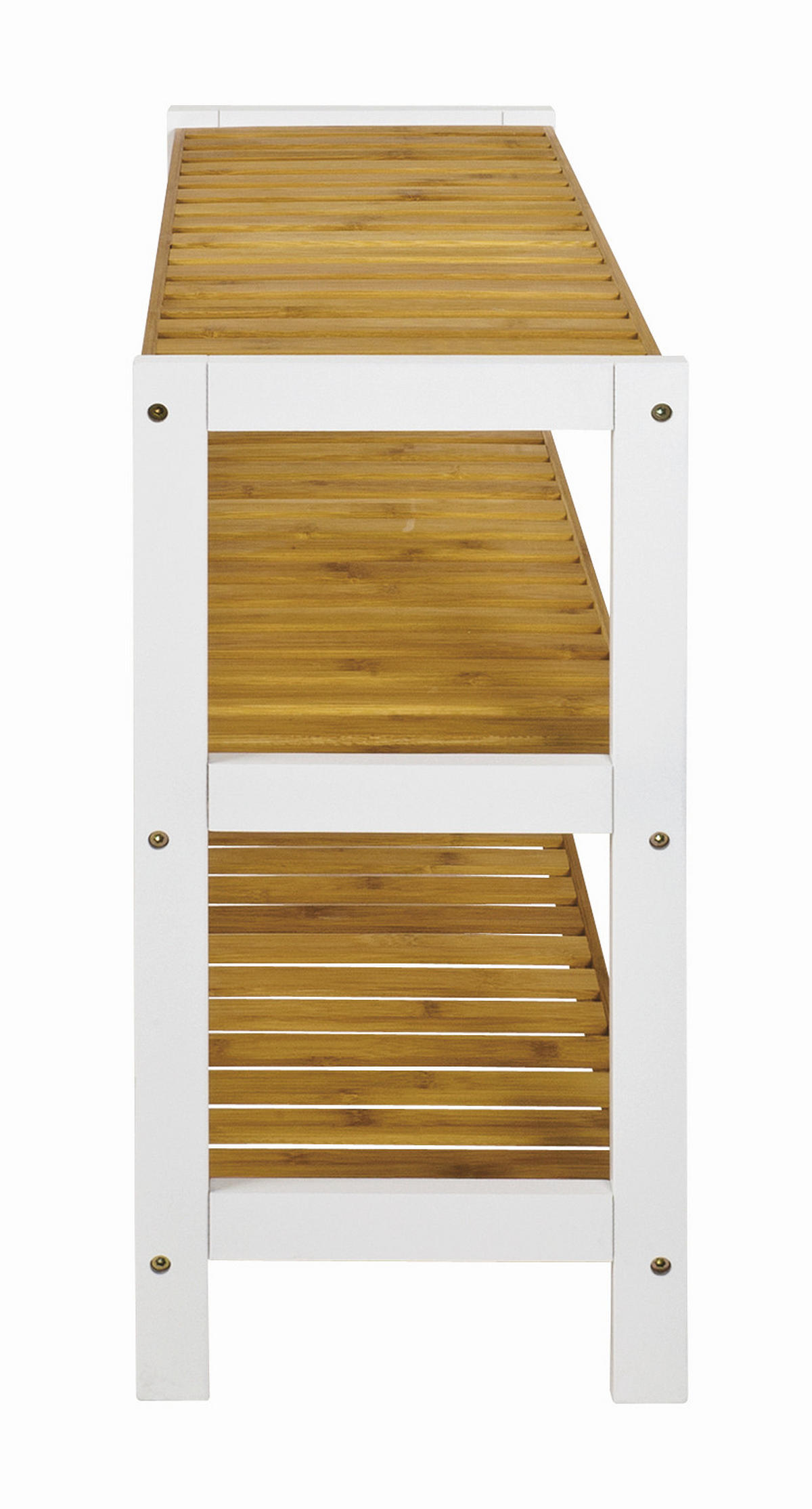 REGÁL, prírodná farba, biela, bambus, 70/54/26 cm - biela/prírodná farba, Design, drevo/kompozitné drevo (70/54/26cm)