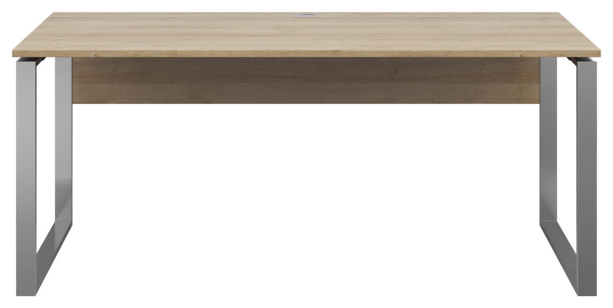 SCHREIBTISCH 180/76/77 cm  in Eichefarben  - Eichefarben, KONVENTIONELL, Holzwerkstoff/Metall (180/76/77cm) - Voleo