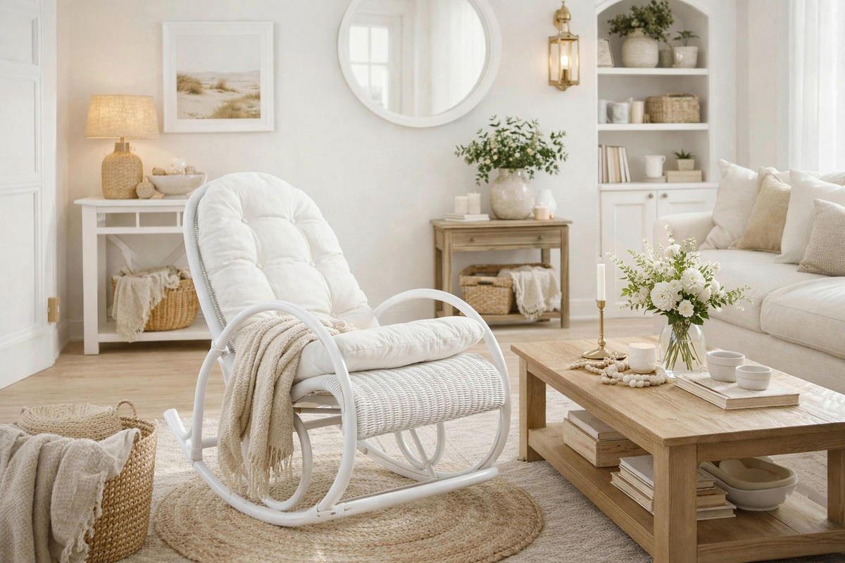 SCHAUKELSTUHL in Weiß  - Weiß, Natur, Holz (60/100/116cm) - MID.YOU