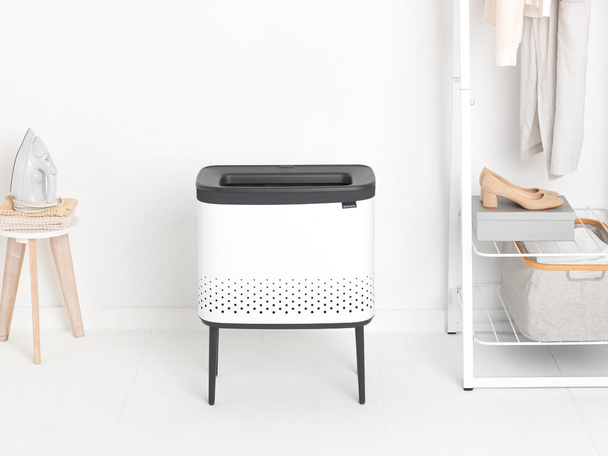 KOŠ ZA PERILO - bela, Basics, kovina/umetna masa (54/67/32cm) - Brabantia