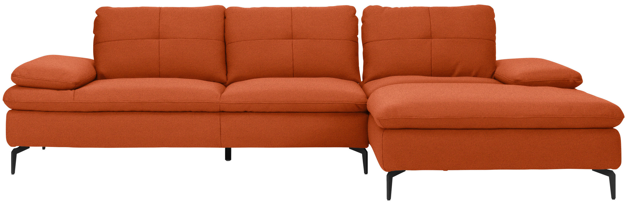 ECKSOFA in Webstoff Terracotta  - Terracotta/Schwarz, Design, Textil/Metall (301/179cm) - Chilliano