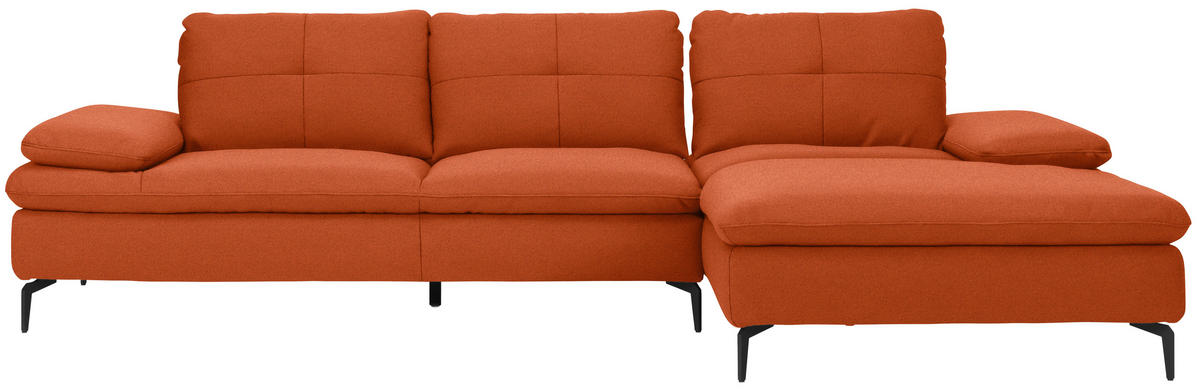 ECKSOFA in Webstoff Terracotta  - Terracotta/Schwarz, Design, Textil/Metall (301/179cm) - Chilliano