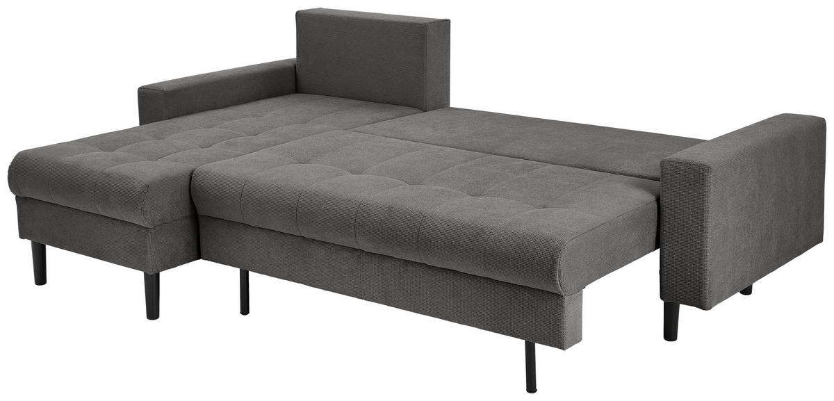 ECKSOFA in Webstoff Dunkelgrau  - Dunkelgrau/Schwarz, Konventionell, Kunststoff/Textil (157/231cm) - P & B