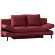 SCHLAFSOFA  in Echtleder Weinrot  - Weinrot/Schwarz, Design, Leder/Metall (200/85/90cm) - Novel
