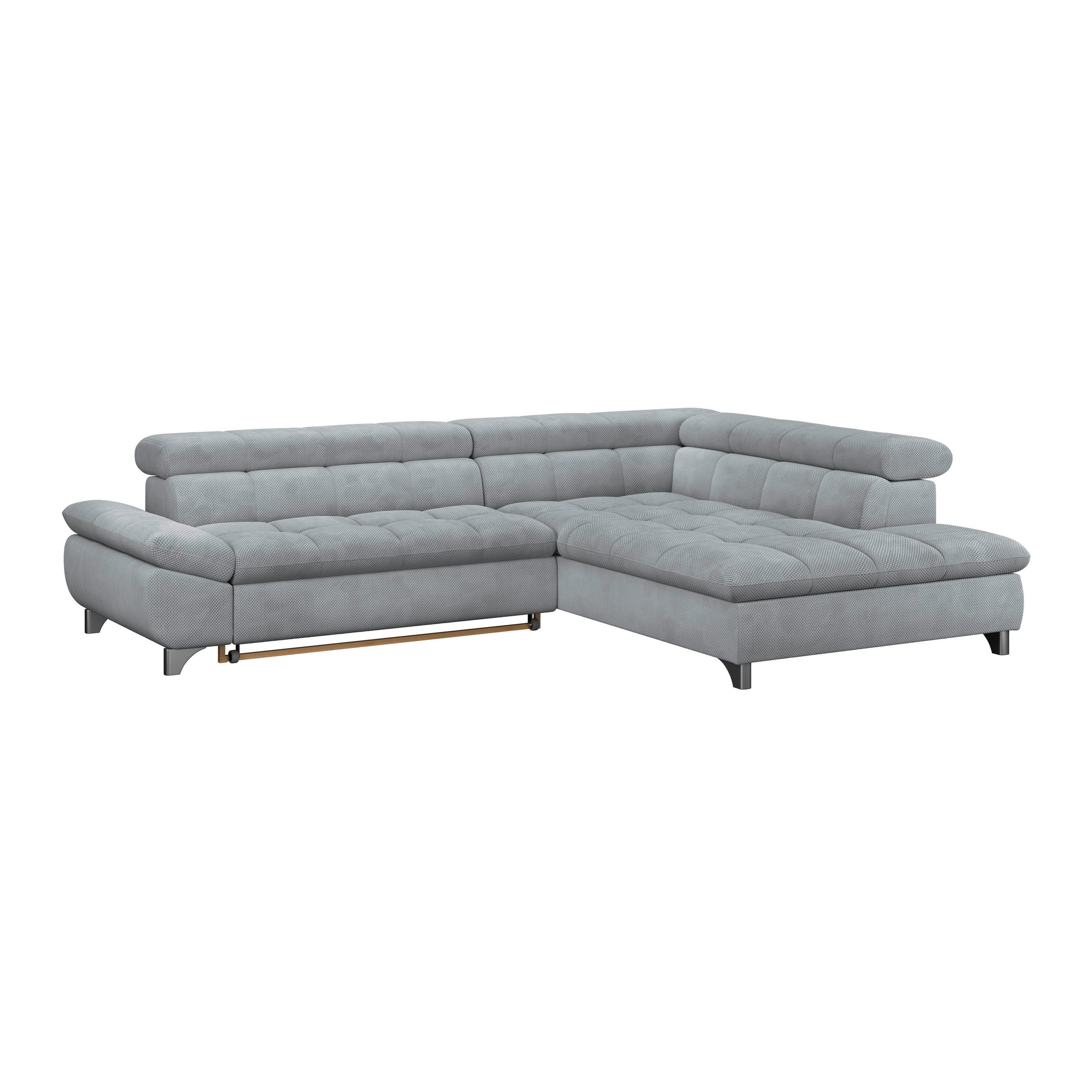 ECKSOFA Grau Chenille  - Chromfarben/Grau, KONVENTIONELL, Textil/Metall (312/234cm) - Livetastic