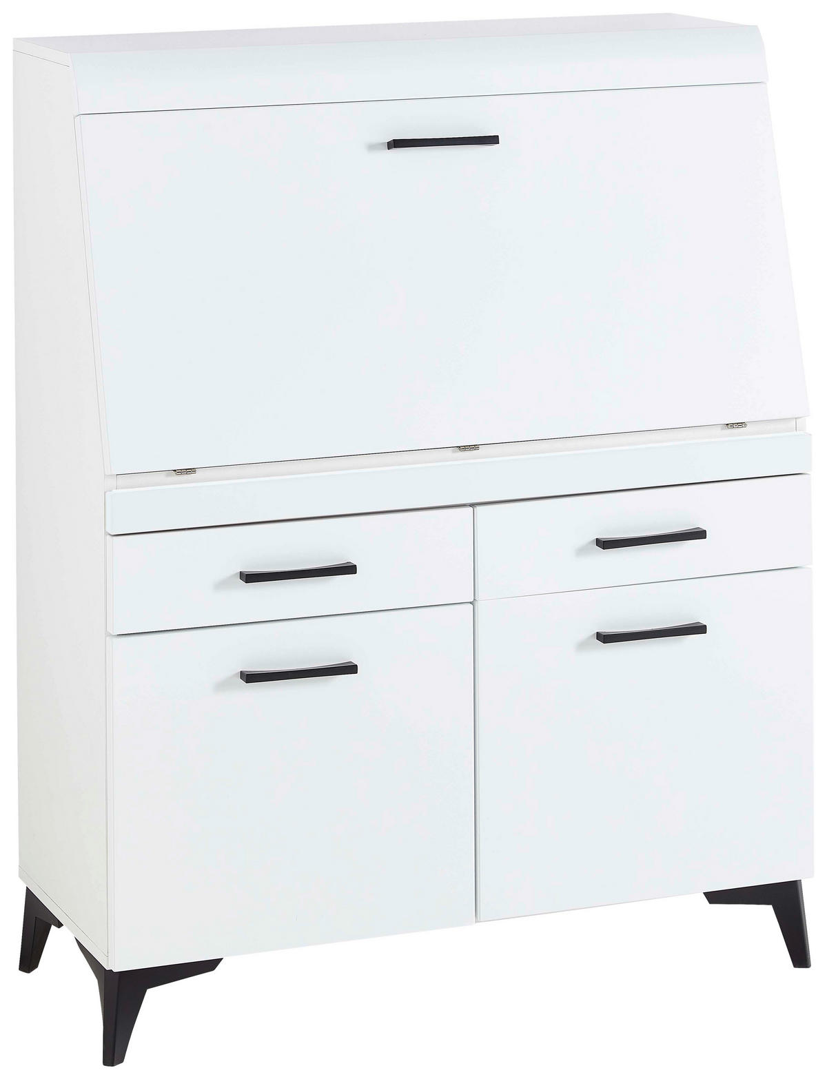 SEKRETÁŘ, 98/124/42 cm - bílá/černá, Trend, kompozitní dřevo/plast (98/124/42cm) - Carryhome