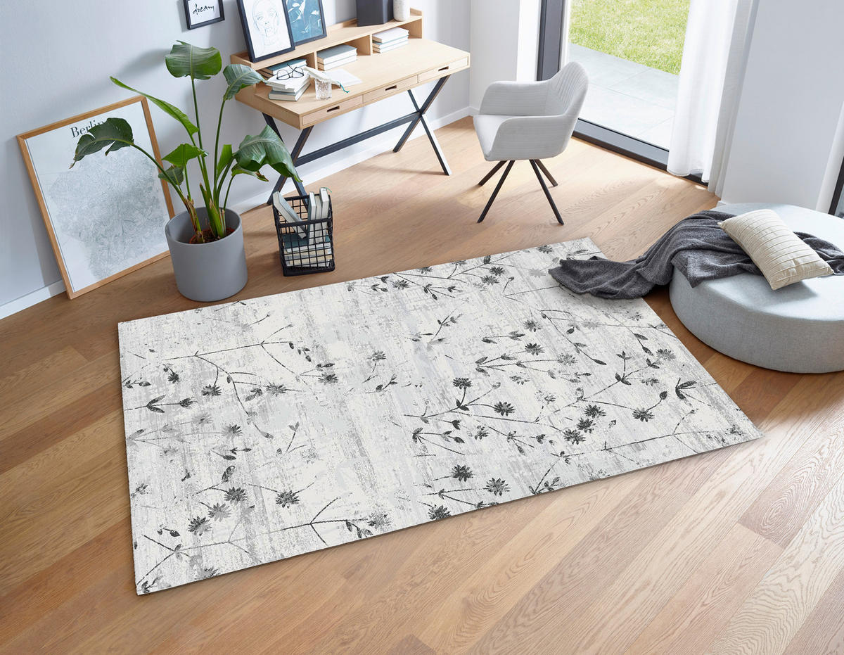 WEBTEPPICH 133/190 cm Antea Grau, Schwarz, Beige  - Beige/Schwarz, Design, Textil (133/190cm) - Schöner Wohnen