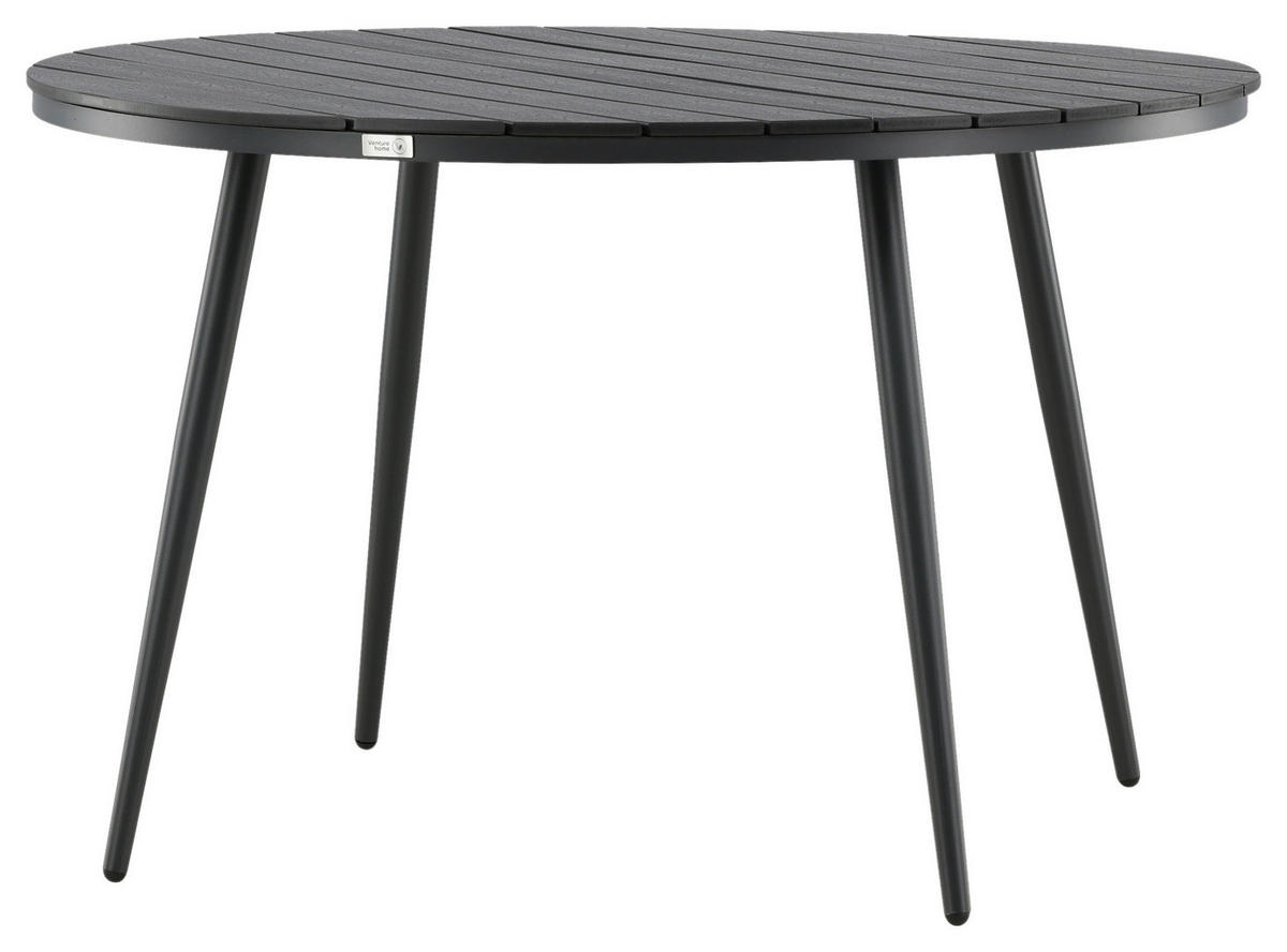 GARTENTISCH Metall, Kunststoff Schwarz rund  - Schwarz, KONVENTIONELL, Kunststoff/Metall (120/74cm) - Gardenson