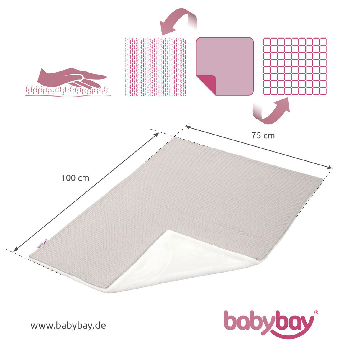 KUSCHELDECKE babybay Kuscheldecke 75x100 cm Waffelpiqué  - Grauweiß, Basics, Textil (100/75/1cm) - Babybay