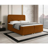 BOXBETT 160/200 cm,  in Terracotta, gepolstertes Kopfteil, Bettkasten, Topper, H2 + H3 = mittel + fest  - Terracotta/Bronzefarben, MODERN, Holz/Kunststoff (160/200cm) - Livetastic
