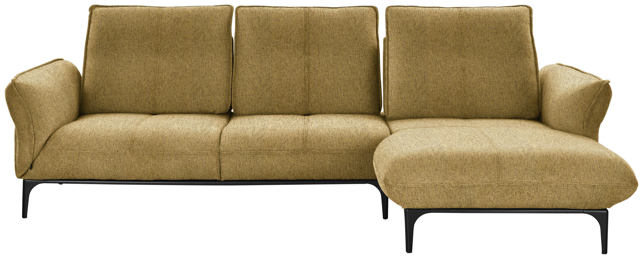 ECKSOFA in Webstoff Gelb  - Gelb/Schwarz, Natur, Textil (277/182cm) - Valnatura
