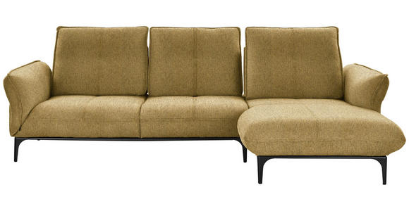 ECKSOFA in Webstoff Gelb  - Gelb/Schwarz, Natur, Textil (277/182cm) - Valnatura