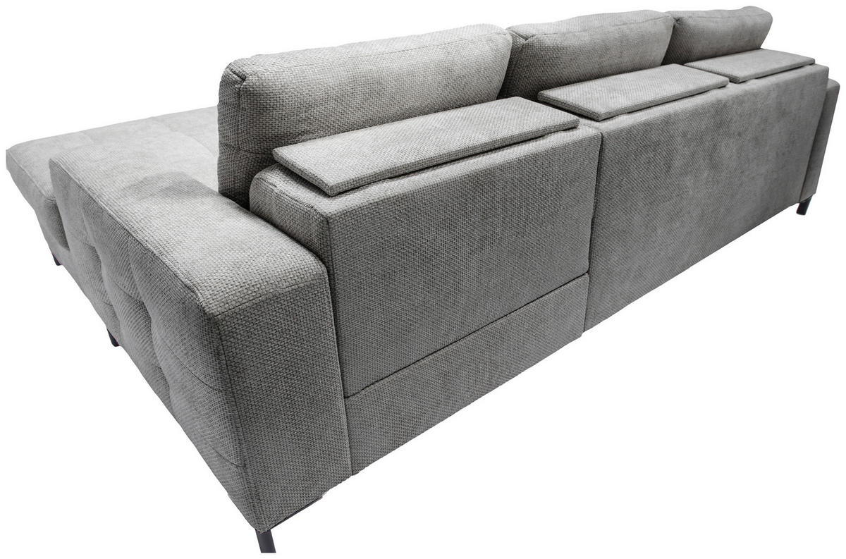 ECKSOFA in Struktur Grau  - Schwarz/Grau, Design, Textil/Metall (255/176cm) - Livetastic