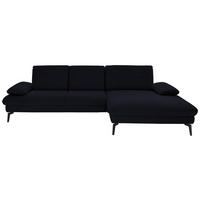 ECKSOFA Dieter Knoll in Chenille, Mikrofaser Schwarz  299/157 cm  - Schwarz, Design, Textil/Metall (299/157cm) - Dieter Knoll