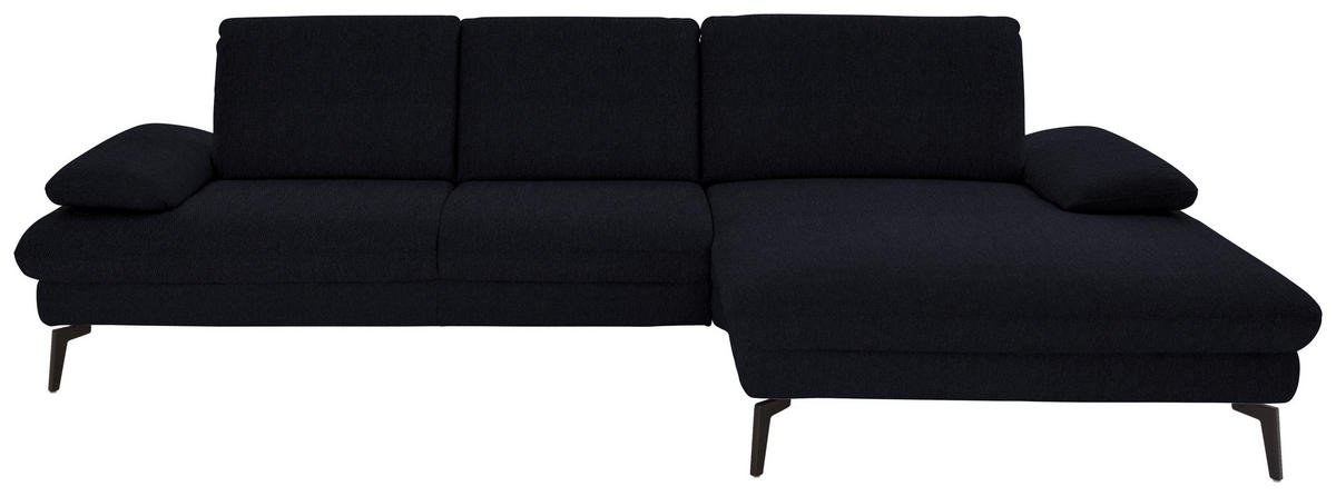 ECKSOFA Dieter Knoll in Chenille, Mikrofaser Schwarz  299/157 cm  - Schwarz, Design, Textil/Metall (299/157cm) - Dieter Knoll