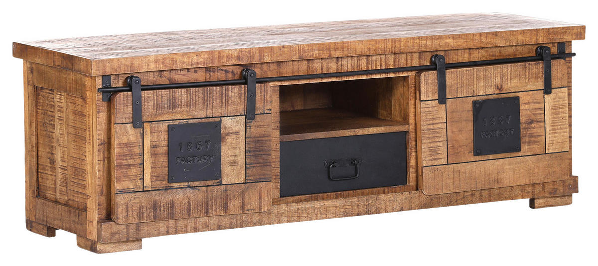 LOWBOARD  in 150/50/45 cm  - Schwarz/Naturfarben, LIFESTYLE, Holz/Metall (150/50/45cm) - Landscape