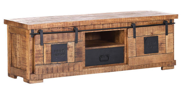 LOWBOARD  in 150/50/45 cm  - Schwarz/Naturfarben, LIFESTYLE, Holz/Metall (150/50/45cm) - Landscape