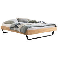 BETT 140/200 cm,  in Schwarz, Eichefarben  - Eichefarben/Schwarz, KONVENTIONELL, Holz/Metall (140/200cm) - Hasena