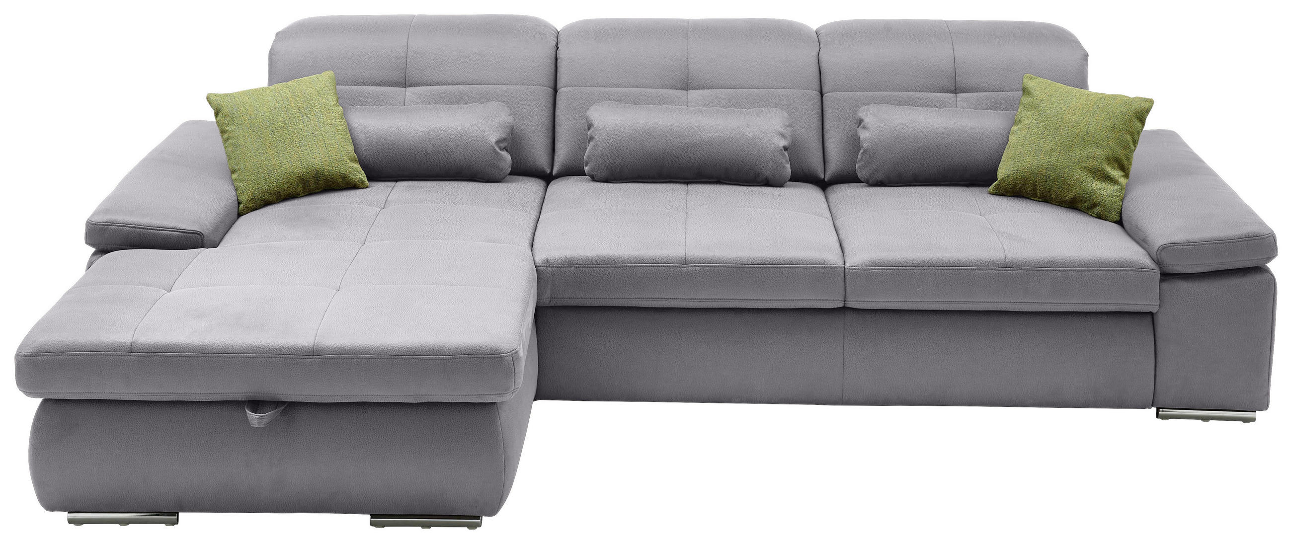 ECKSOFA  in Flachgewebe Grau  309/195 cm  - Chromfarben/Grau, Design, Textil (309/195cm) - Beldomo Style