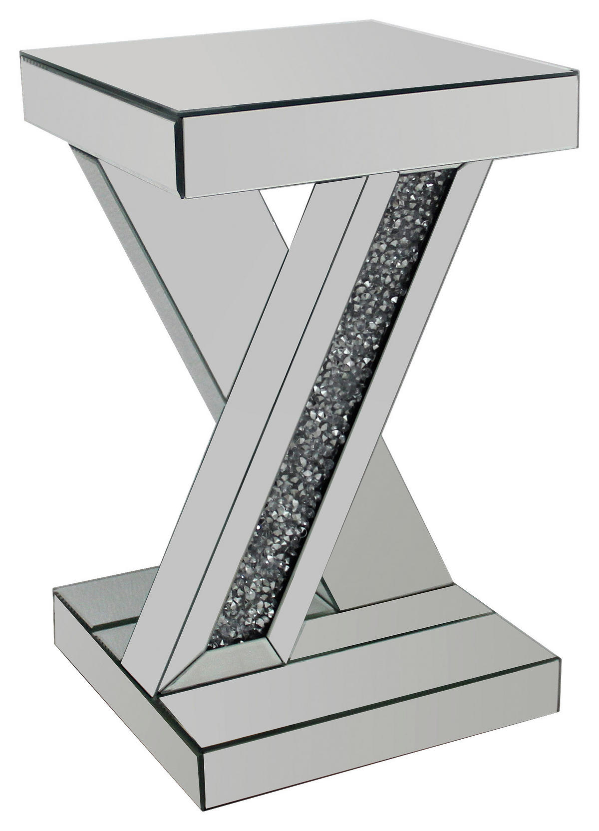 KISASZTAL Üveg, faalapú anyag 30/30/50 cm  - ezüstszínű, Trend, faalapú anyag/Üveg (30/30/50cm) - Xora