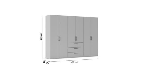 DREHTÜRENSCHRANK 301/235/61 cm,  in Graphitfarben, 6-türig  - Edelstahlfarben/Graphitfarben, Basics, Holzwerkstoff/Metall (301/235/61cm) - Novel