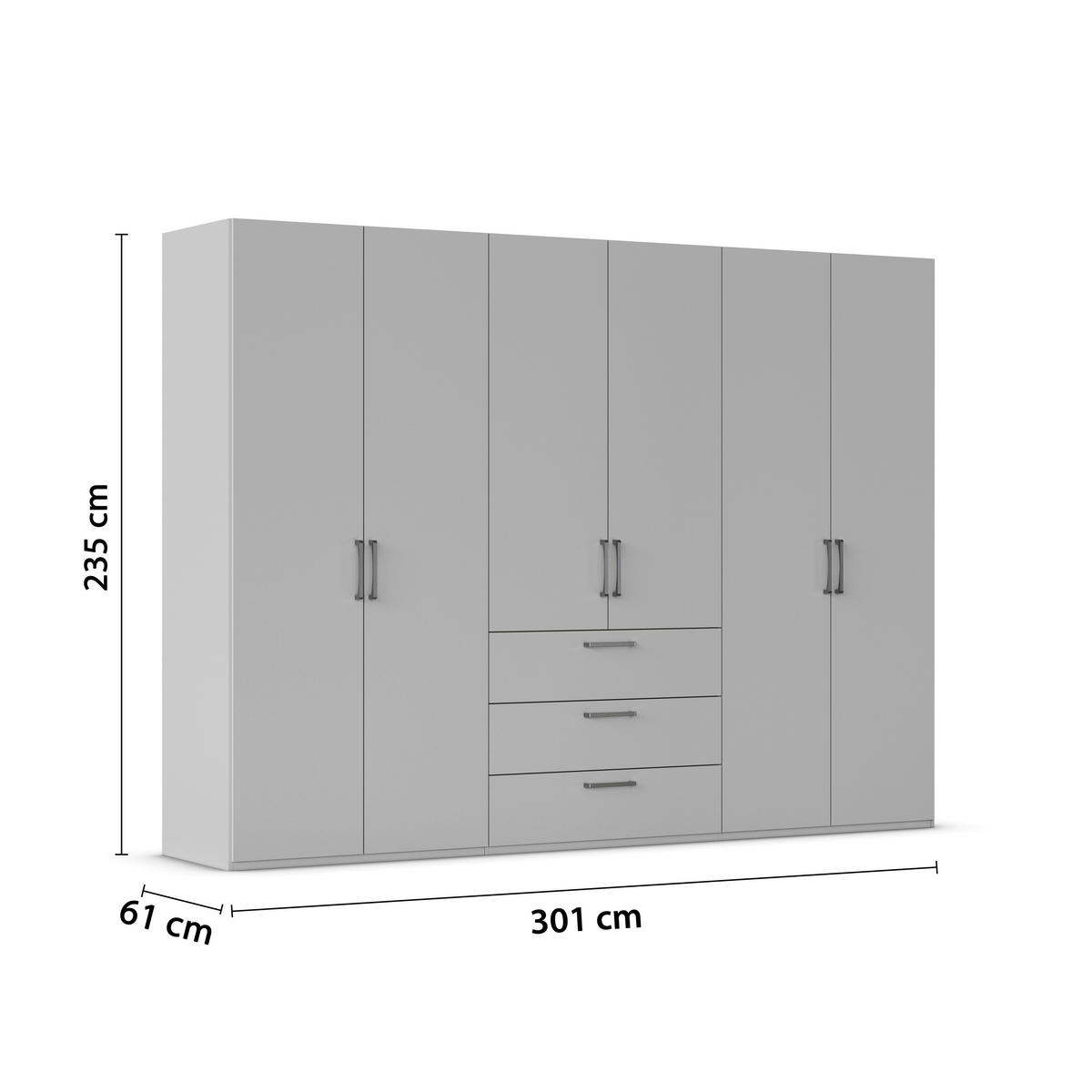 DREHTÜRENSCHRANK 301/235/61 cm,  in Graphitfarben, 6-türig  - Edelstahlfarben/Graphitfarben, Basics, Holzwerkstoff/Metall (301/235/61cm) - Novel
