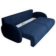 SCHLAFSOFA  mit Liegefunktion, Schlafen auf Sitzhöhe, Rücken echt Chenille Blau  - Blau/Schwarz, KONVENTIONELL, Kunststoff/Textil (222/90/100cm) - Carryhome