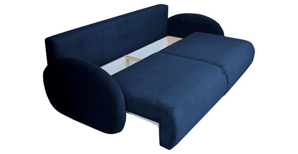 SCHLAFSOFA  mit Liegefunktion, Schlafen auf Sitzhöhe, Rücken echt Chenille Blau  - Blau/Schwarz, KONVENTIONELL, Kunststoff/Textil (222/90/100cm) - Carryhome