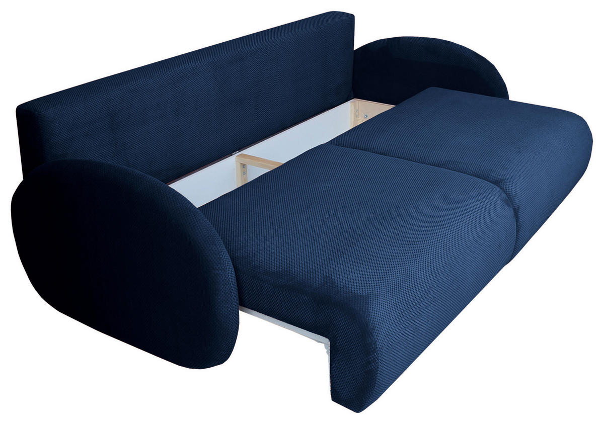 SCHLAFSOFA  mit Liegefunktion, Schlafen auf Sitzhöhe, Rücken echt Chenille Blau  - Blau/Schwarz, KONVENTIONELL, Kunststoff/Textil (222/90/100cm) - Carryhome