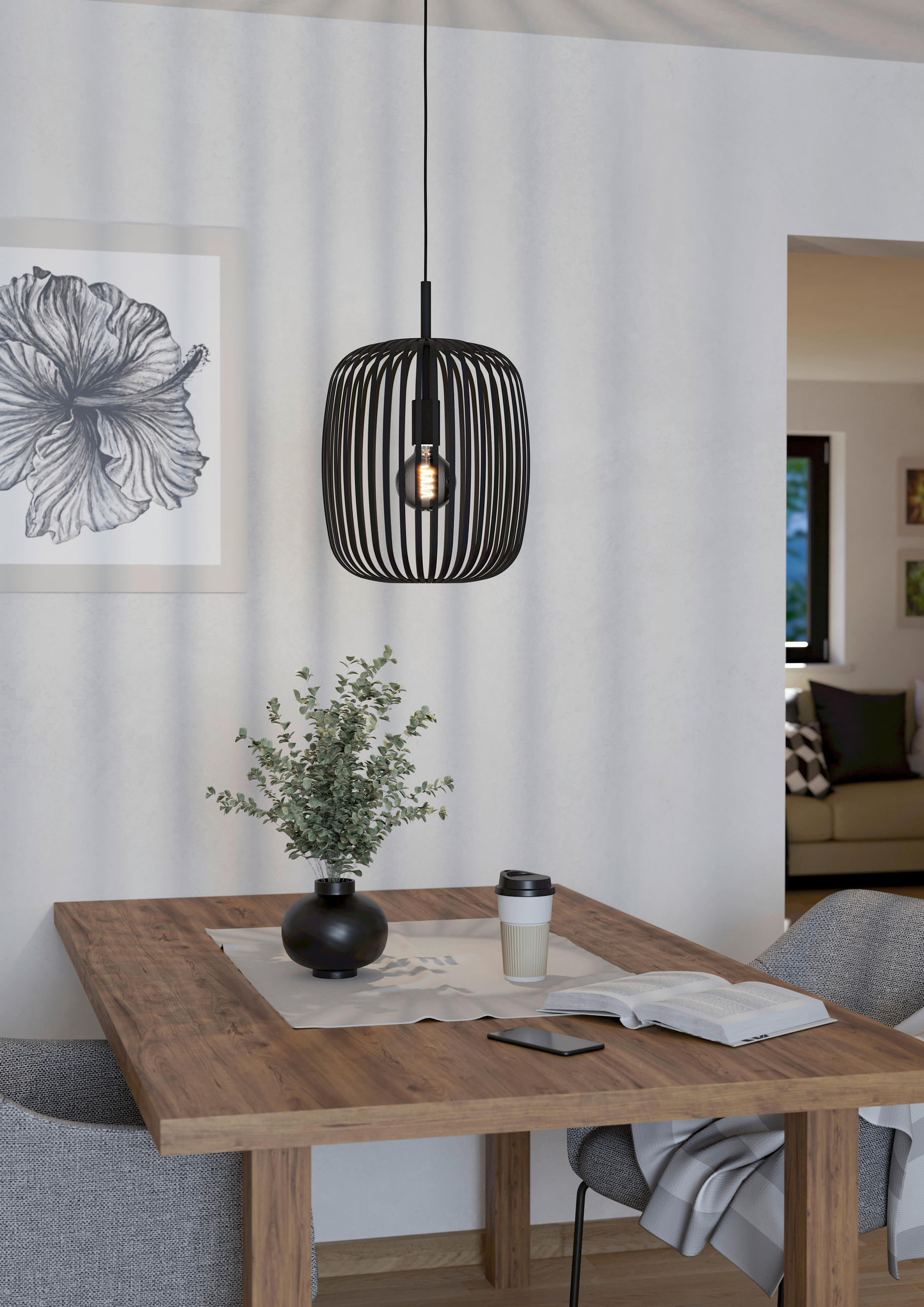 HÄNGELEUCHTE 32,5/110 cm   - Schwarz, Design, Metall (32,5/110cm) - Eglo