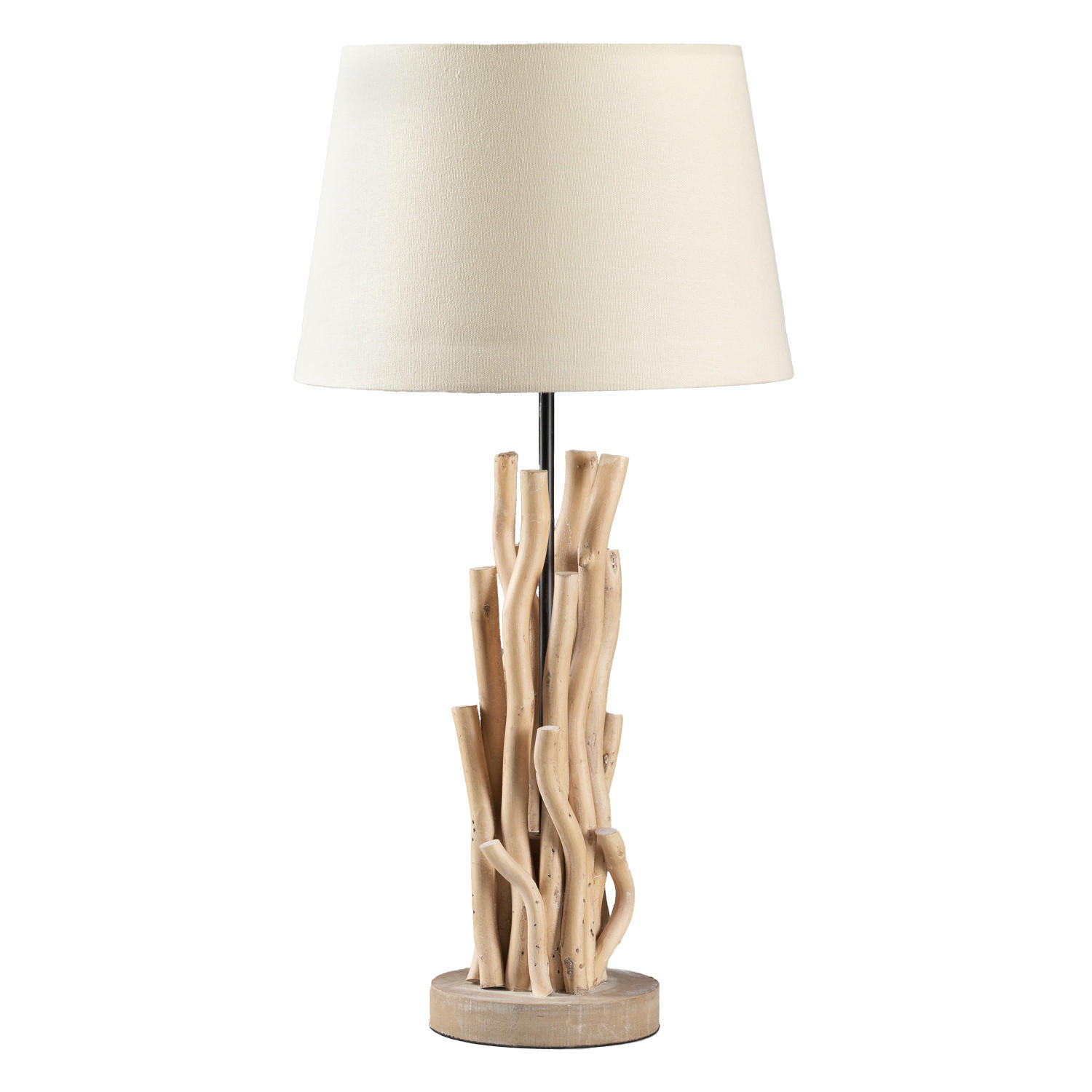 TISCHLEUCHTE 30/30/60 cm   - Weiß/Akaziefarben, Natur, Holz/Textil (30/30/60cm)