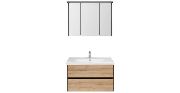 BADEZIMMER  in 91 cm  - Eichefarben/Dunkelgrau, KONVENTIONELL, Glas/Keramik (91cm) - Dieter Knoll