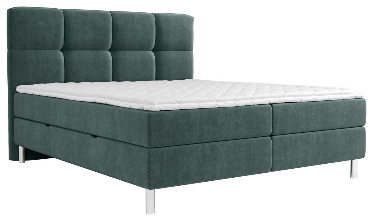 BOXBETT 160/200 cm  in Türkis  - Türkis/Chromfarben, Design, Holz/Holzwerkstoff (160/200cm) - Esposa