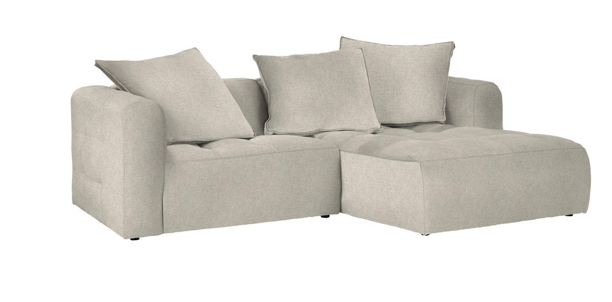 ECKSOFA in Flachgewebe Beige  - Beige/Schwarz, Lifestyle, Kunststoff/Textil (240/173cm) - Stylife