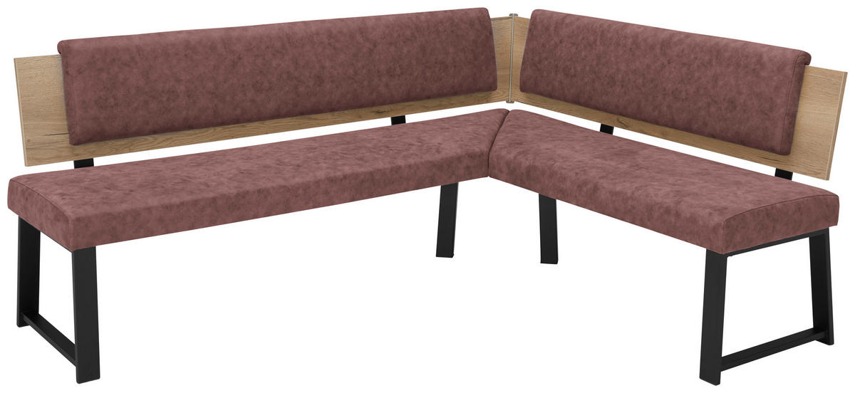 ECKBANK 200/190 cm  in Altrosa  - Schwarz/Altrosa, MODERN, Holzwerkstoff/Textil (200/190cm) - Venda