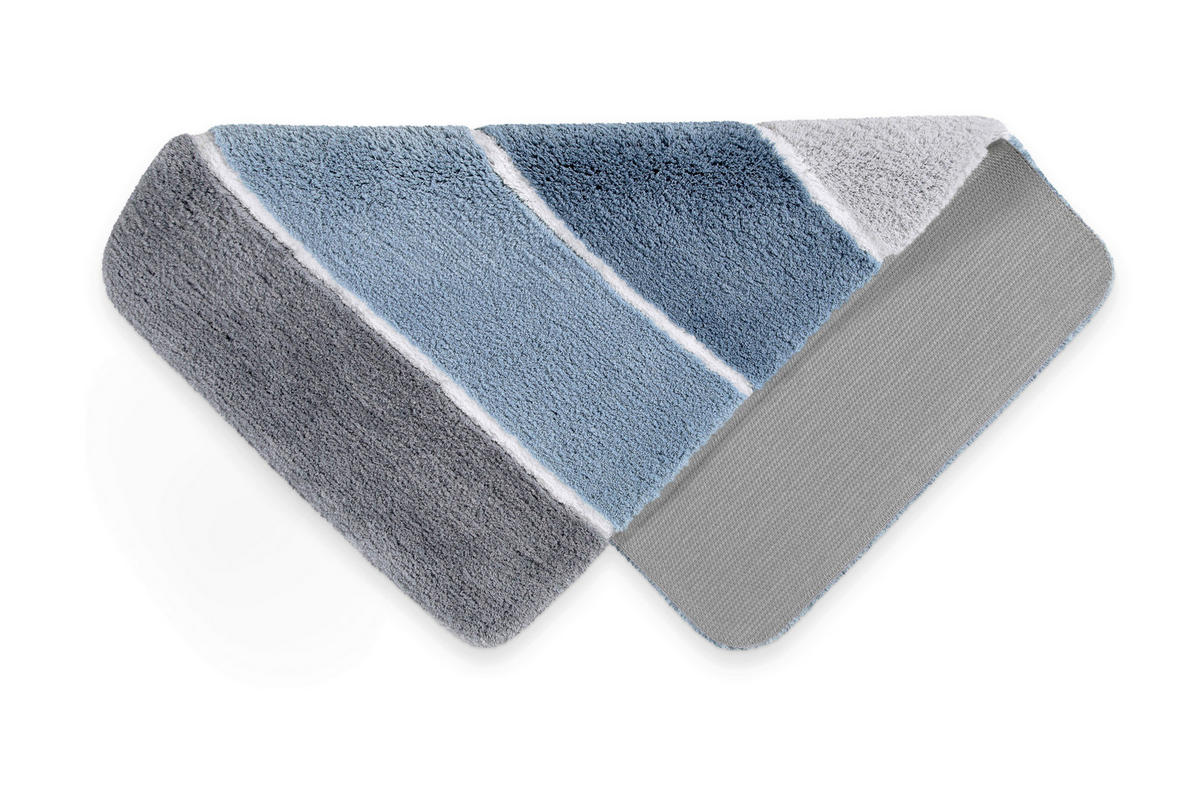 BADTEPPICH Blau, Grau 55/65 cm  - Blau/Grau, Basics, Kunststoff/Textil (55/65cm) - WECON HOME