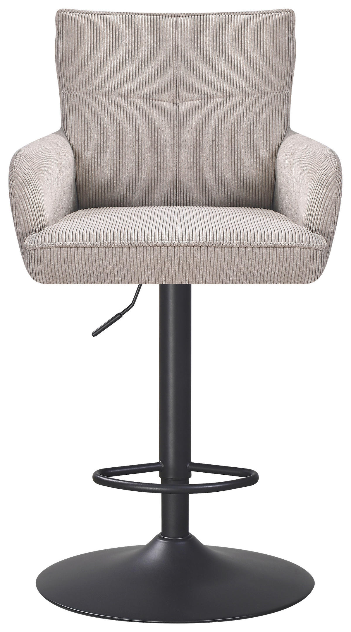 BARHOCKER Cord Grau, Schwarz Eisen Sitzfläche 360° drehbar  - Schwarz/Grau, KONVENTIONELL, Textil/Metall (57/100-121/57cm) - MID.YOU