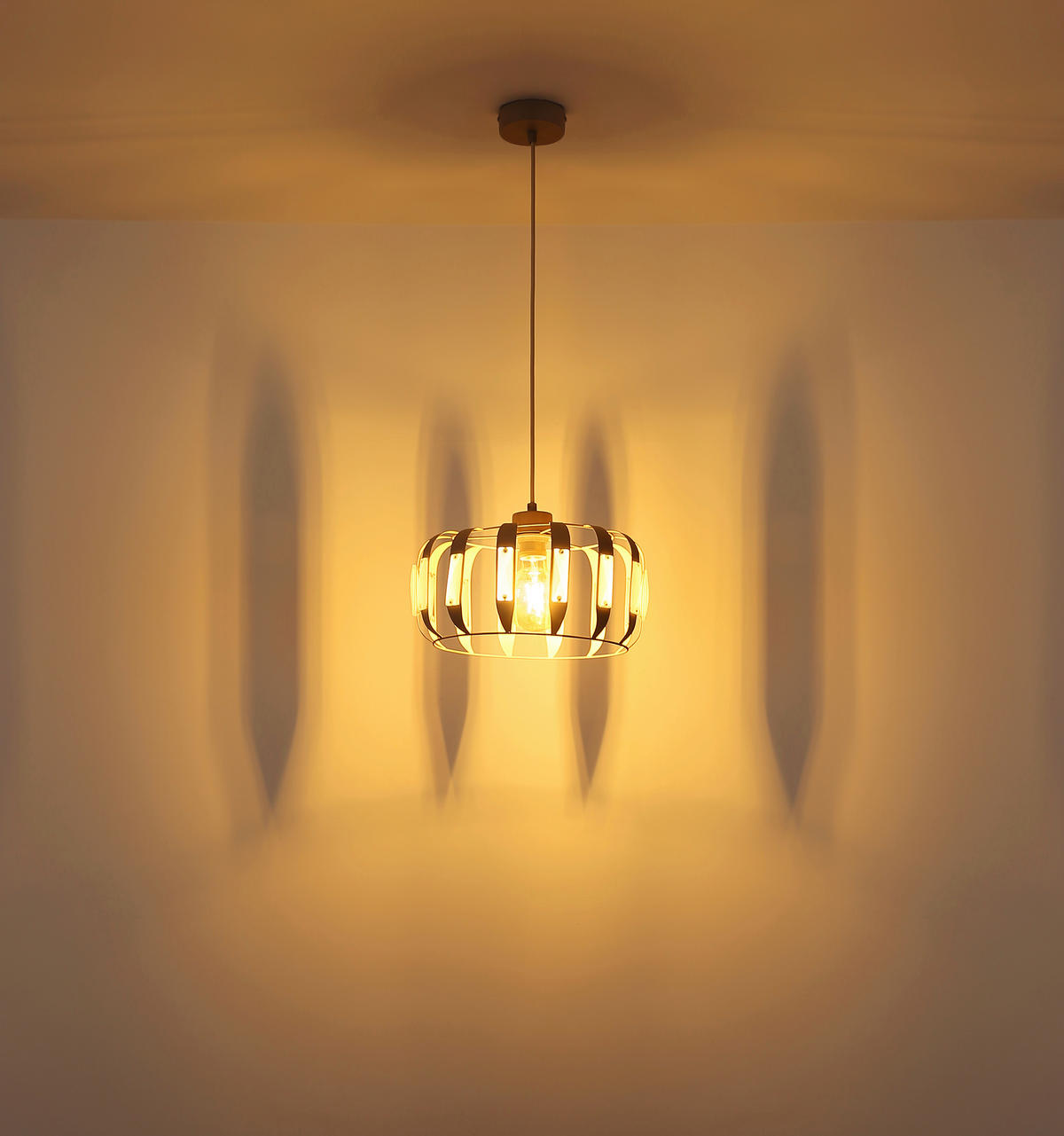 HÄNGELEUCHTE Arlen 35/120 cm   - Sandfarben/Beige, Design, Glas/Textil (35/120cm) - Globo