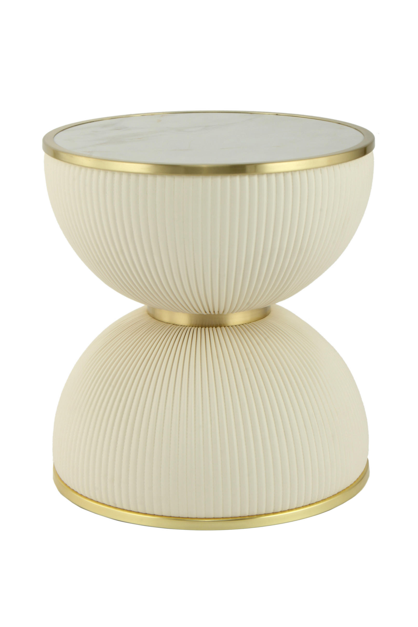 BEISTELLTISCH Creme rund  - Goldfarben/Creme, Design, Textil/Stein (47/51cm) - Kayoom