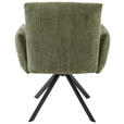 ARMLEHNSTUHL  Sitzfläche 360° drehbar, inklusive Armlehnen Webstoff  - Schwarz/Grün, Design, Textil/Metall (68/88/66cm) - Hom`in