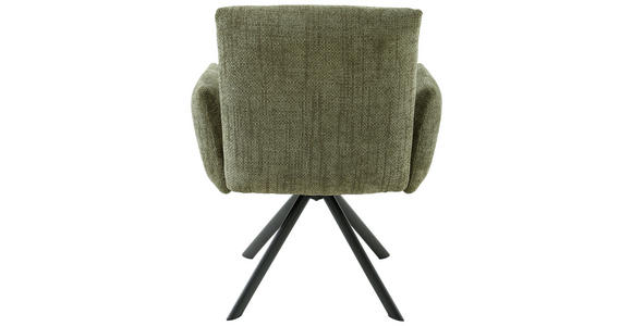 ARMLEHNSTUHL  Sitzfläche 360° drehbar, inklusive Armlehnen Webstoff  - Schwarz/Grün, Design, Textil/Metall (68/88/66cm) - Hom`in