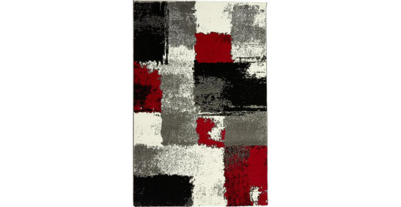 Webteppich Grau/Rot Saphira 200x290 cm - Rot/Grau, KONVENTIONELL, Textil (200/290cm) - Ombra